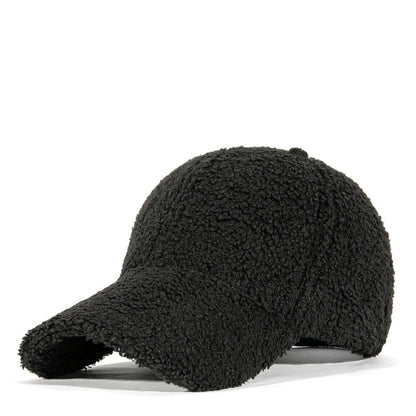 M Label Lamb Wool Baseball Cap
