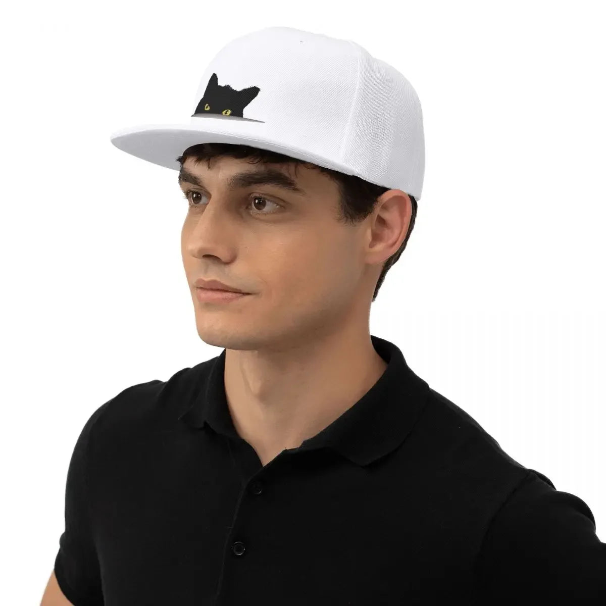 Black Cat Peeking Breathable Snapback Cap