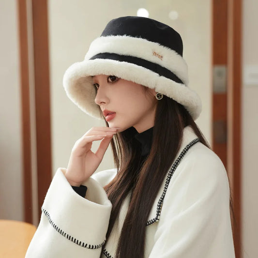 Women's Plush Bucket Hat with Ear Protection