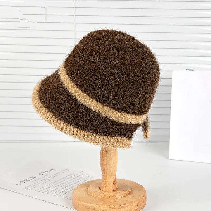Korean Plush Knit Winter Bucket Hat