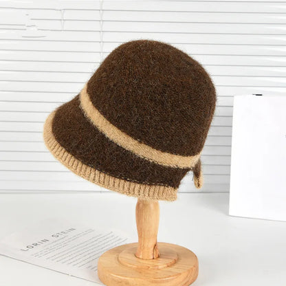 Korean Plush Knit Winter Bucket Hat