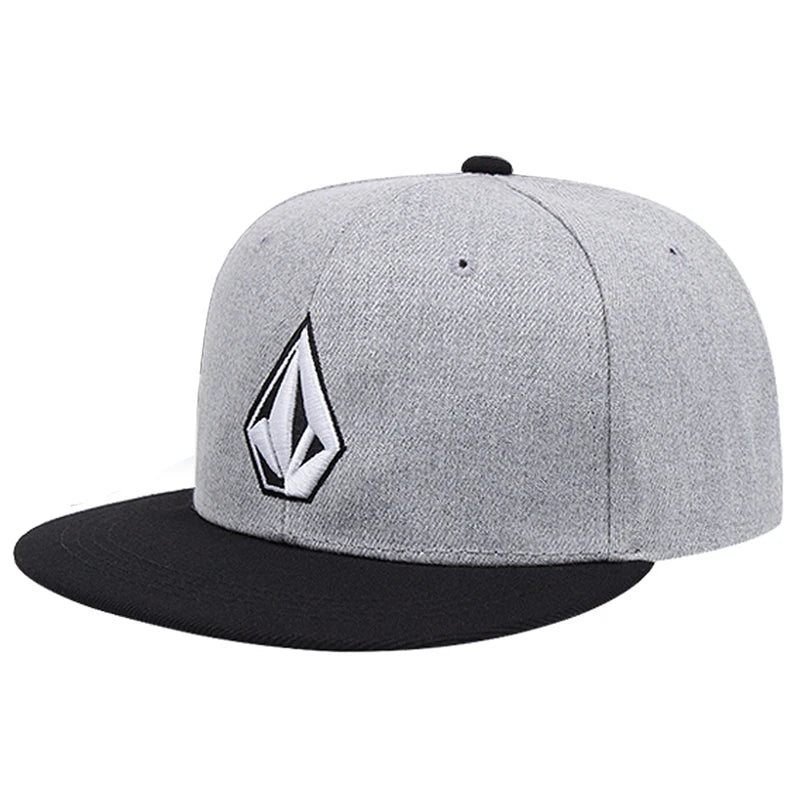 Diamond Embroidery Flat Brim Street Snapback Cap