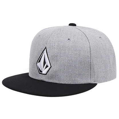Diamond Embroidery Flat Brim Street Snapback Cap
