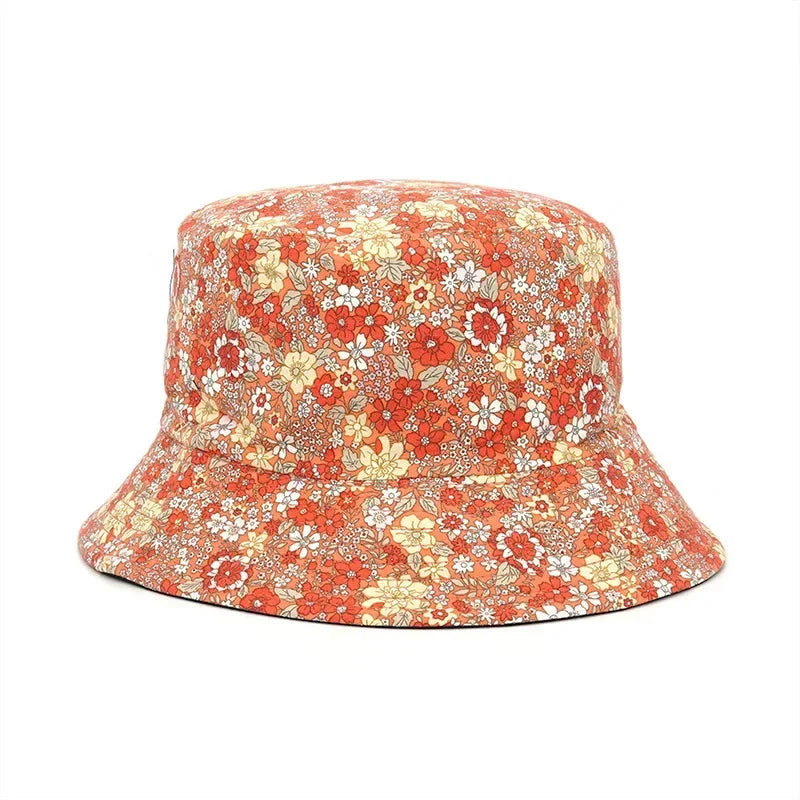 Floral Print Reversible Cotton Bucket Hat