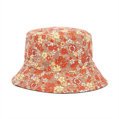 Floral Print Reversible Cotton Bucket Hat