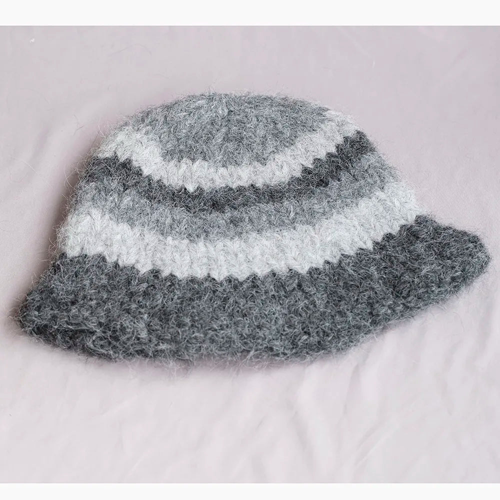 Korean Crochet Flower Winter Bucket Hat