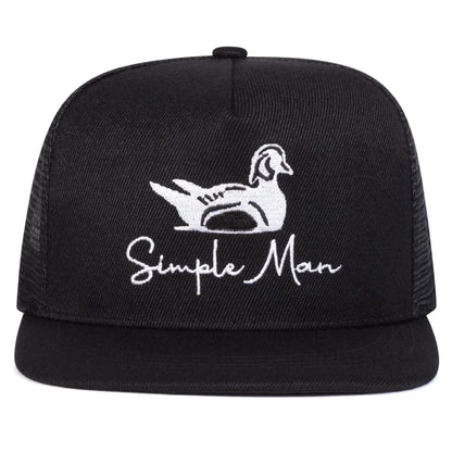 Unisex Simple Man Embroidered Mesh Snapback Cap