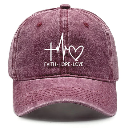 Faith Hope Love Print Adjustable Baseball Cap