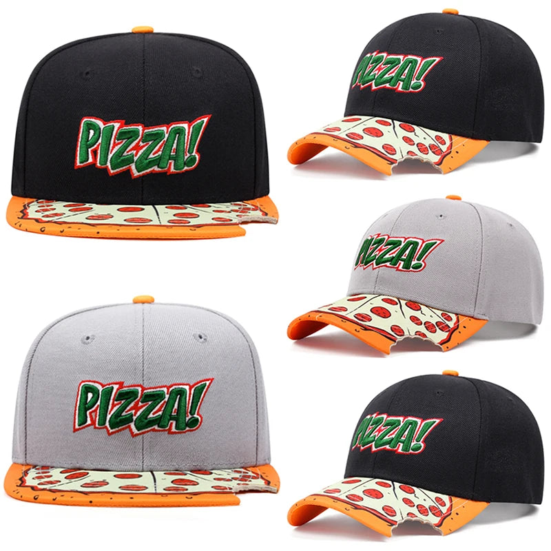 PIZZA Creative Flat Brim Street Hip Hop Baseball Hat