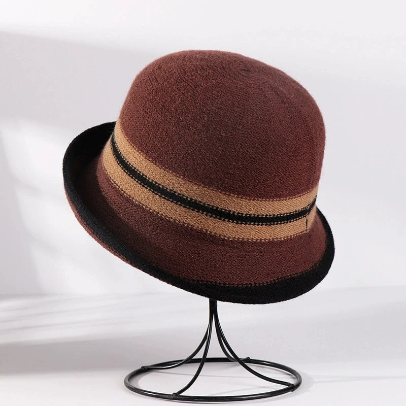 Rolled-Brim Women's Winter Bucket Hat