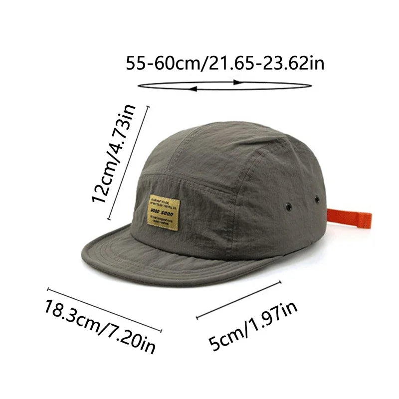 Fashion 5 Panel Quick Dry Flat Brim Baseball Cap