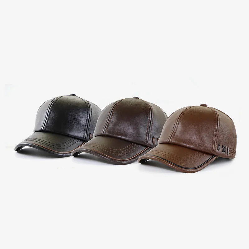 Men’s Genuine Cowhide Leather Baseball Cap