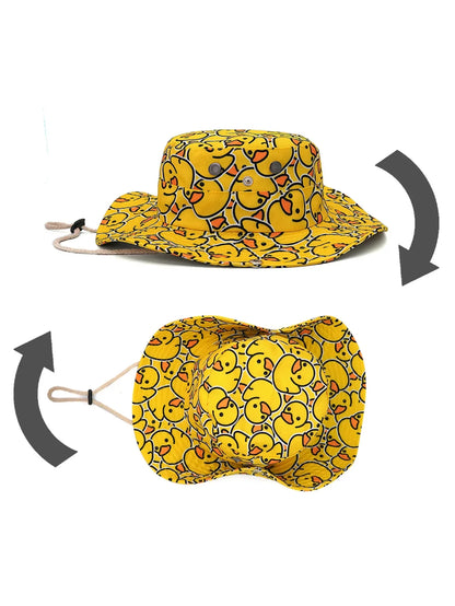 Unisex Wide Brim Bucket Hat Letter Print