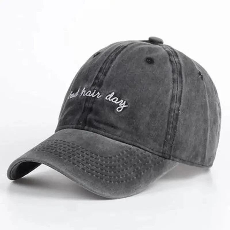 Bad Hair Day Embroidered Washed Baseball Cap