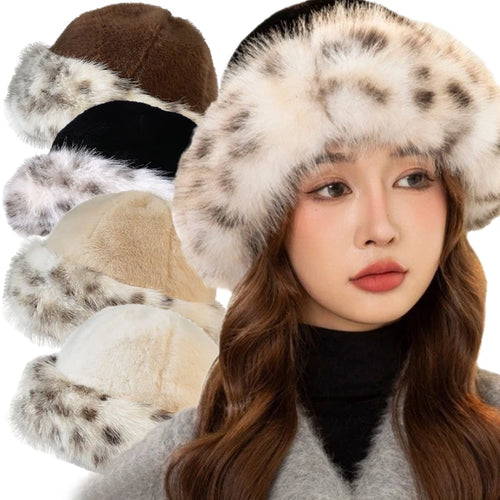 Mongolian Plush Fur Winter Bucket Hat
