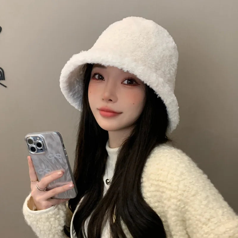 Women's Plush Fur Bucket Hat