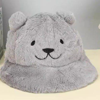 Cute Bear Plush Winter Bucket Hat