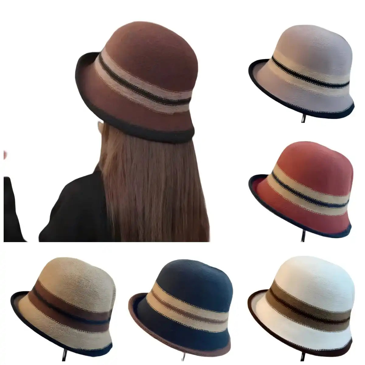 Rolled-Brim Women's Winter Bucket Hat