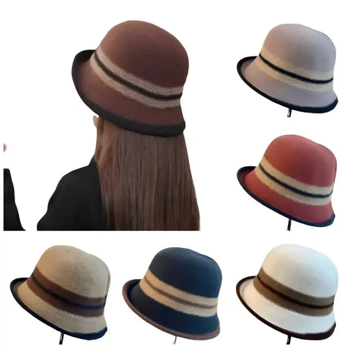 Rolled-Brim Women's Winter Bucket Hat