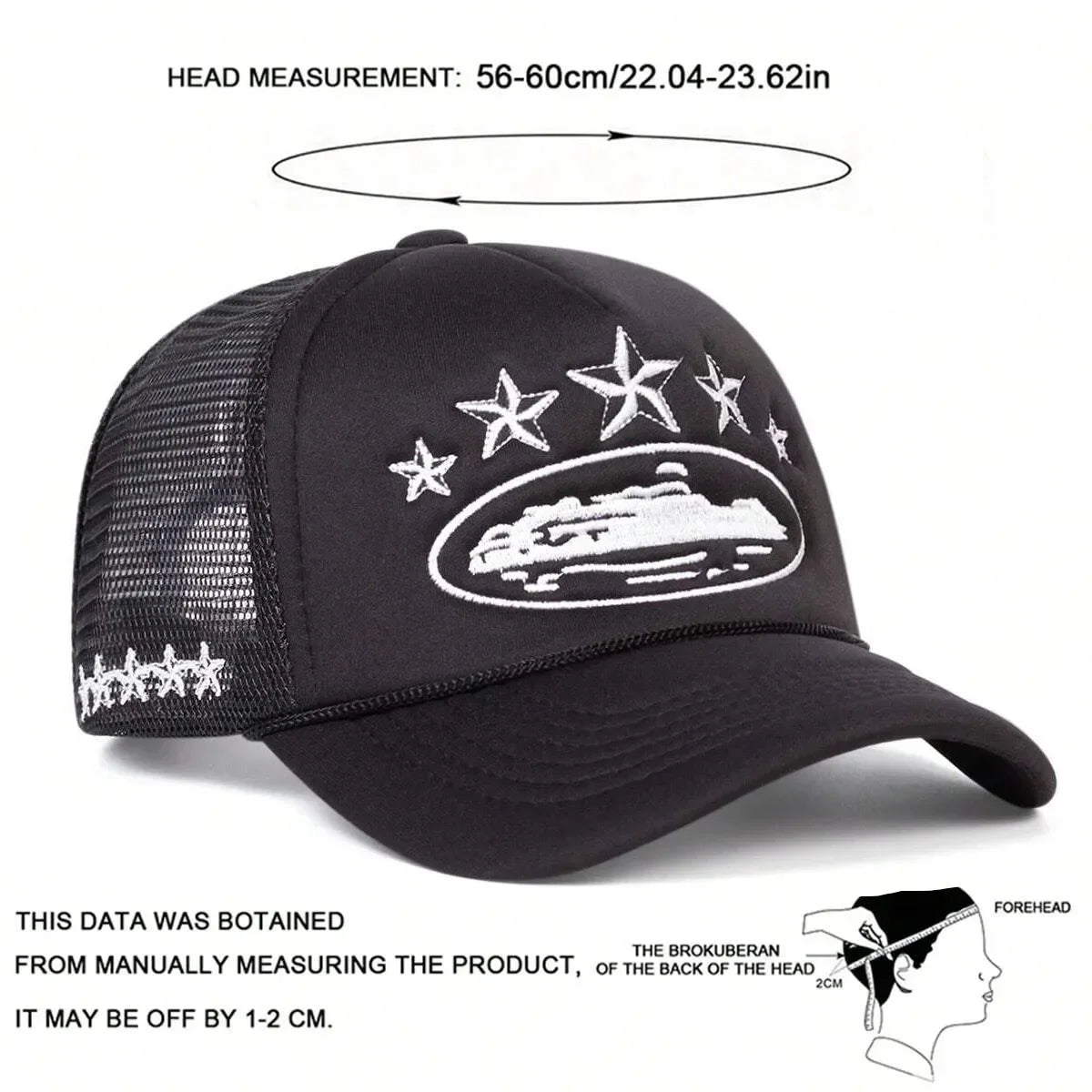 Unisex Five Star Embroidered Mesh Baseball Cap