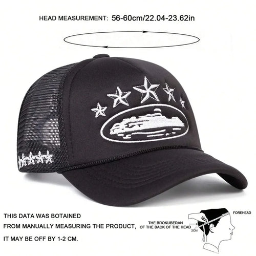 Unisex Five Star Embroidered Mesh Baseball Cap