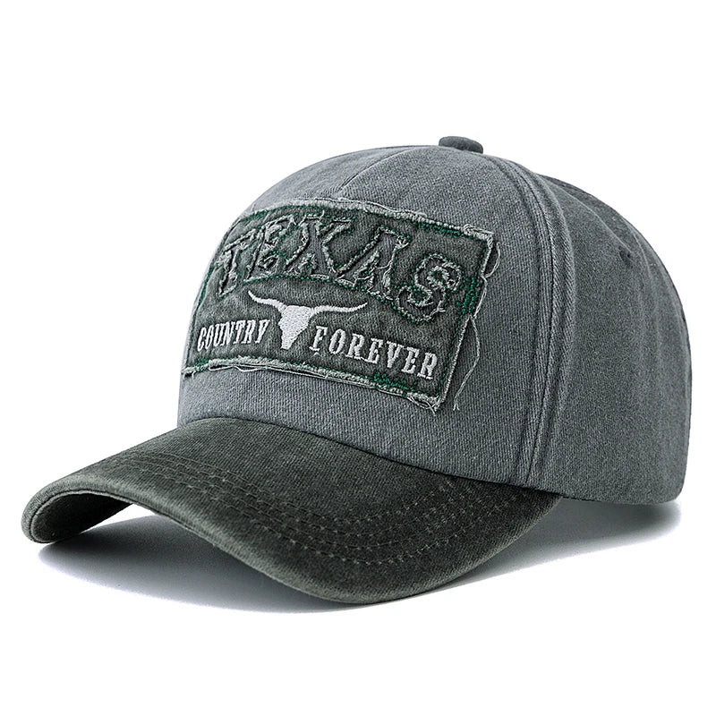 Washed Texas Letter Embroidered Baseball Cap