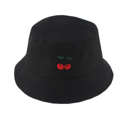 Cherry Embroidered Cartoon Summer Bucket Hat