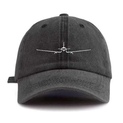 Airplane Print Washed Retro Adjustable Baseball Cap