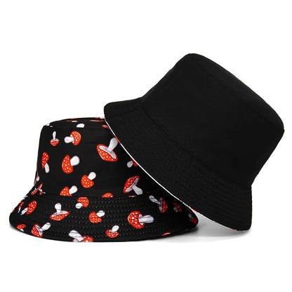 Fashion Mushroom Print Double Sided Bucket Hat