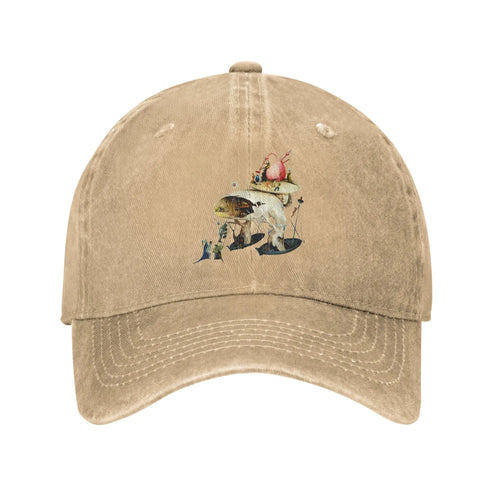 Hieronymus Bosch Garden Earthly Delights Distressed Denim Baseball Cap