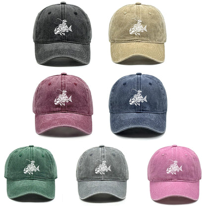 Fishing Skulls Washed Cotton Snapback Caps