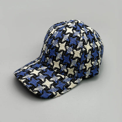 Versatile Color Block British Check Snapback Cap