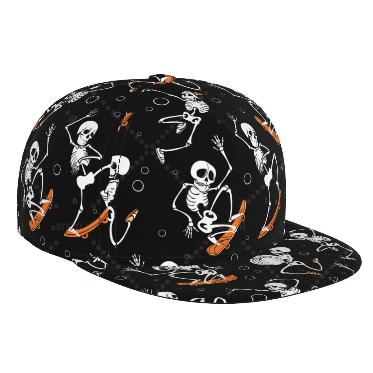Unisex Skull Print Hip Hop Snapback Cap