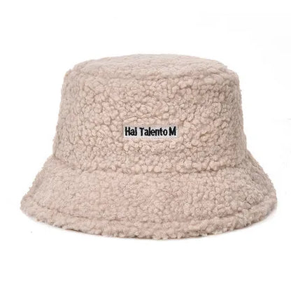 Appa Lamb Wool Winter Faux Fur Printed Bucket Hat