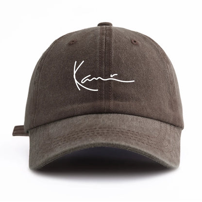 K Print Minimalist Retro Washed Baseball Cap