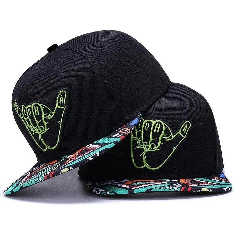 Unisex Green Fingers 6 Embroidery Hip-hop Hats