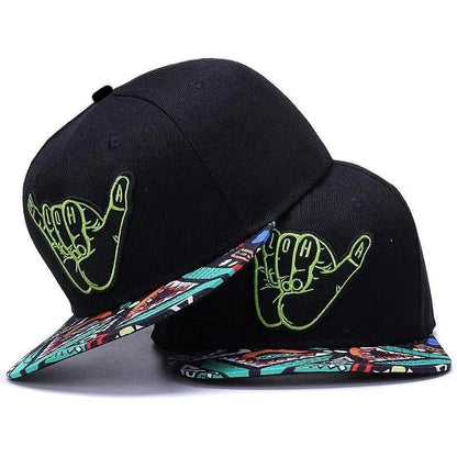 Unisex Green Fingers 6 Embroidery Hip-hop Hats