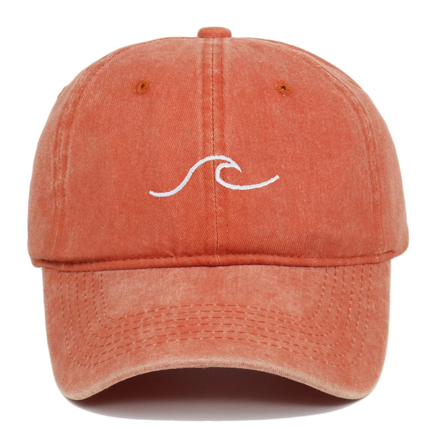 Wave Pattern Embroidered Retro Washed Baseball Cap