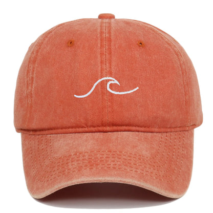 Wave Pattern Embroidered Retro Washed Baseball Cap