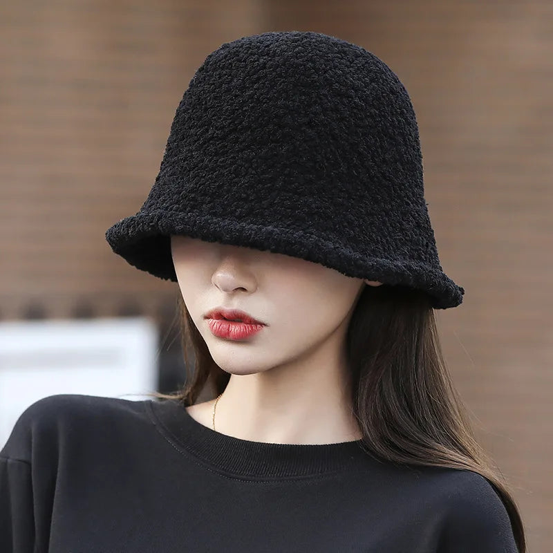 Winter Wool Knitted Bucket Hat with Ear Protection