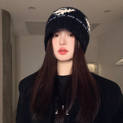 Vintage Jacquard Wool Knitted Warm Bucket Hat