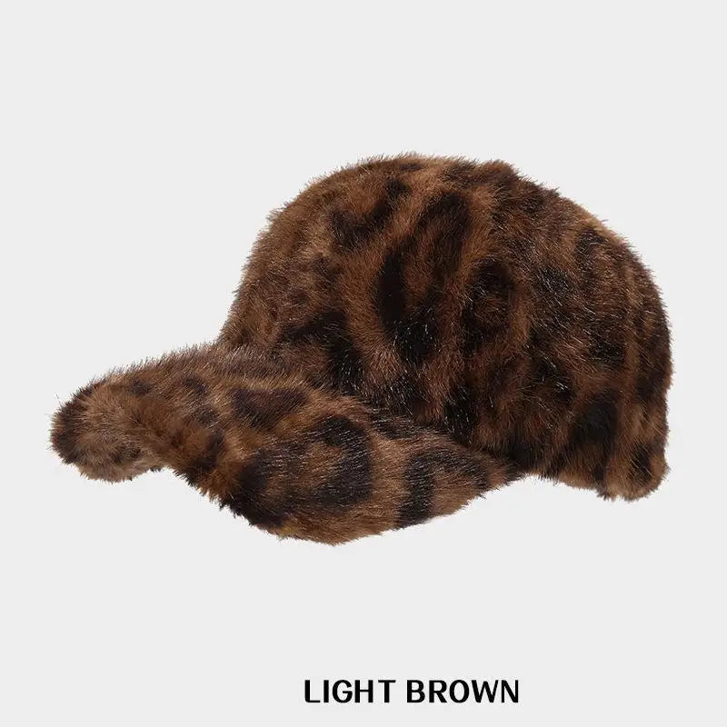 Leopard Print Plush Baseball Cap