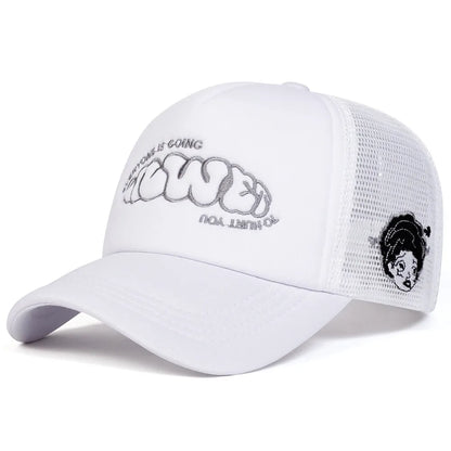 Fashion Letter Embroidery Mesh Unisex Baseball Cap