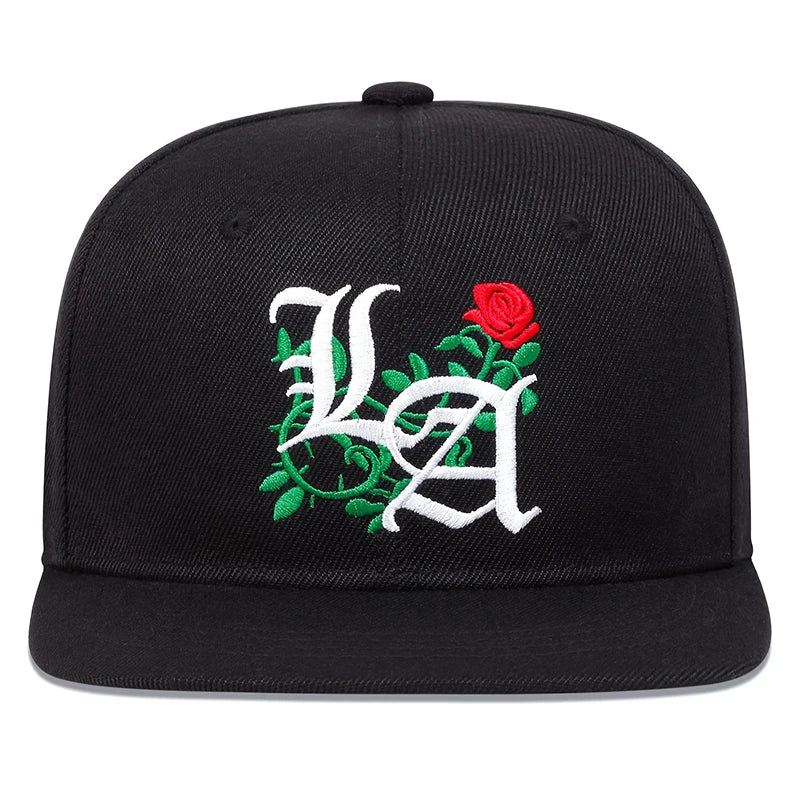 Unisex LA Rose Embroidery Hip-hop Hats