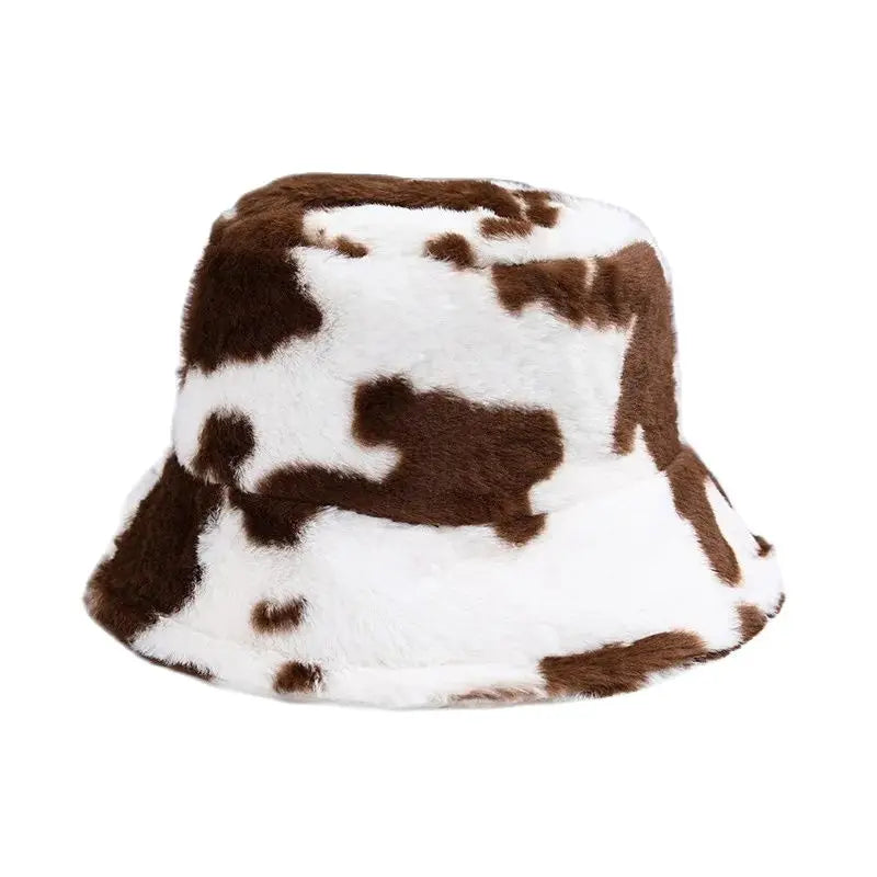 Cow Pattern Plush Bucket Hat