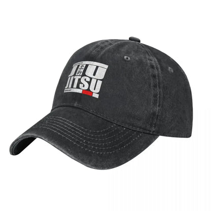 Jiu Jitsu Never Quit Denim Streetwear Baseball Cap