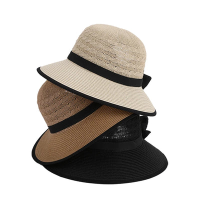 Bow-Tied Ponytail Straw Hat