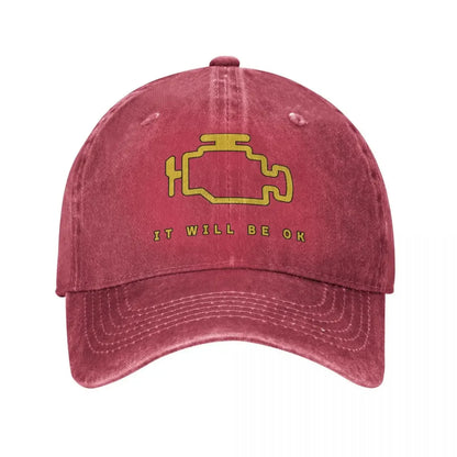Mechanic Check Engine Light Washed Baseball Cap