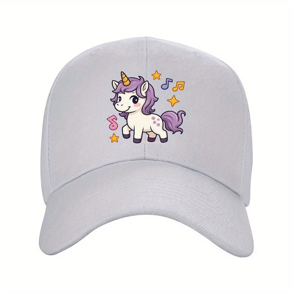 Cute Unicorn Music Print Adjustable Baseball Cap