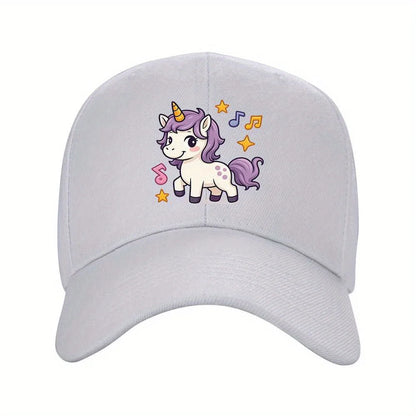 Cute Unicorn Music Print Adjustable Baseball Cap